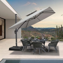 9' X 12' Double Top Rectangle Cantilever Patio Umbrella,Pebble Grey