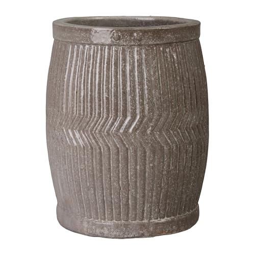 Emissary Gray Stoneware Round Planter 19in. L x 25in. H
