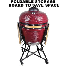 TT-YEL Ceramic Charcoal Grill, Camping Grill with Thermometer, Lid, Spinner Wheels, Portable Grill, Barbecue and Smoker, Large Balcony Grill, Fuchsia