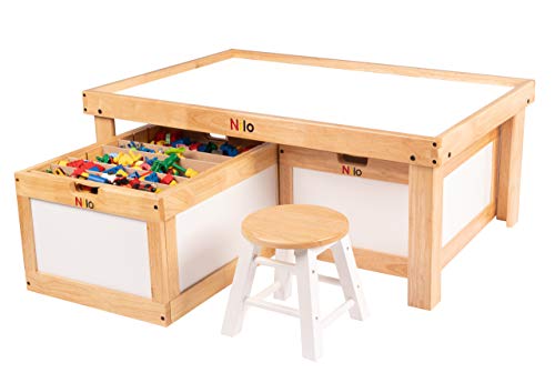 NILO N51N Kid's Play Table Lego-Compatible Educational Toy Board Brown/White
