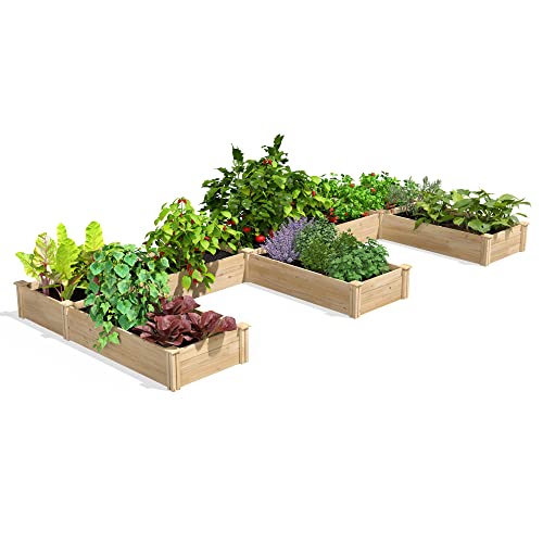 Greenes Fence Premium Cedar Raised Garden Bed, 6' x 14' x 10.5" (3/4" Thick) E-Shaped Bed - Made in USA with North American Cedar