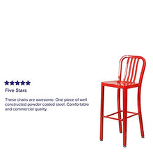 Flash Furniture Gael Commercial Grade 2 Pack 30" High Red Metal Indoor-Outdoor Barstool with Vertical Slat Back