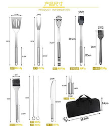 Stainless Steel BBQ Tools Set Spatula Fork Tongs Knife Brush Skewers Barbecue Grilling Utensil Camping Outdoor Cooking Tool Set (Size : 7 pcs) (16 pcs)