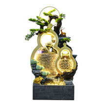 Outdoor Water Fountain Floor Standing Gourd Water Fountain, Indoor Freestanding Fountain with Water Mist, LED Lights and Simulated Greenery, Feng Shui Office Home Decor for Good Luck Wealth Outdoor Fo