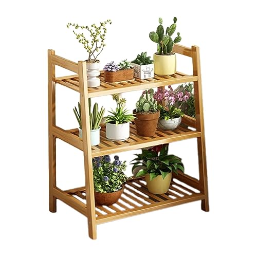 Anticorrosive And Moisture-proof Wooden Flower Stand Simple Plant Trellis Classical Ladder Holders Easy To Install Ladder Frame For Garden Living Room Plant Display Rack Stepped Plant Trellis