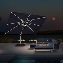 OROTLECT 10' X 13' Patio Umbrella Outdoor Rectangle Umbrella Large Cantilever Umbrella,With Solar Lights,With Base,Navy