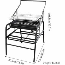 Rotating Charcoal Grill,Camping Rotating Smoker Grill BBQ,Liftable Charcoal Basin Stainless Steel Rotisserie Grills for Garden Commercial Barbeque