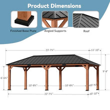 Big Leaf 12'x24' Wood Gazebo with Galvanized Steel Roof - Hardtop Gazebo with Cedar Frame Permanent Hardtop Pavilion with Mosquito Netting & Curtains for Garden, Backyard and Patio