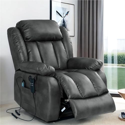 UOPYNE Dual Motor Power Lift Recliner with Heat Massage & Lay Flat