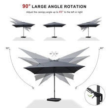 OROTLECT 360° Rotation 12' x 9' Swivel Rectangular Left-right Tilt Cantilever Gray Umbrella with 360-degree Rotation