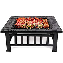 Fire Pit BBQ Grill Fire Bowl Square Metal Backyard Patio Garden Outdoor Pit Outdoor Garden Pit 32 Inch