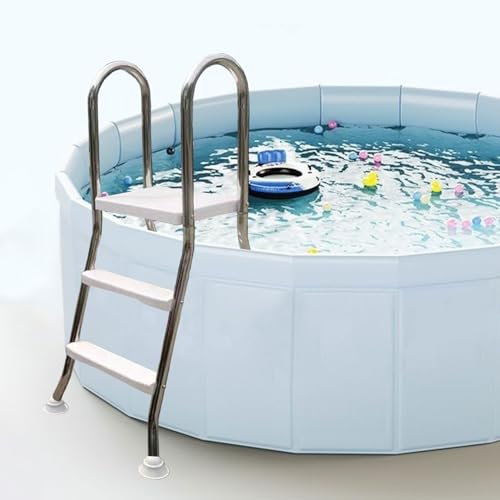 MZGYYD 2/3/4 Steps Pool Ladder for Above Ground Swimming Pool 33/43/52Inch High Versatile Stainless Steel Frame Swimming Pool Ladder (33in)