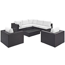 Modway Convene Wicker Rattan 8-Piece Outdoor Patio Sectional Sofa Furniture Set in Espresso White