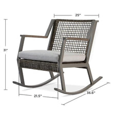 Afuera Living Contemporary Aluminum Patio Rocker, All-Weather Outdoor Chair with Rust-Resistent Frame and Three Layer Foam Seat Cushion in Gray (Set of 2), for Garden, Porch, 36.6" D x 25" W x 31" H