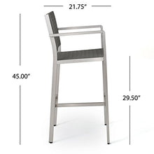 GDF Studio Outdoor Wicker and Aluminum Bar Set 3 Piece Grey With Wicker Top