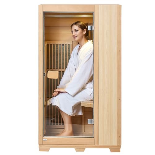 VEVOR 1 Person Far Infrared Wooden Sauna Brown