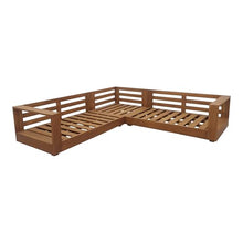 Santorini Outdoor Grey Olefin Fabric & Natural Teak Sectional Sofa