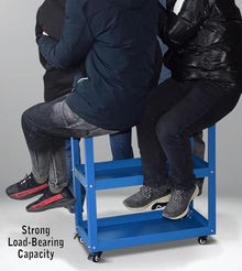 ICEMOB Blue, Heavy-Duty Service Cart,Steel Tool Storage Organizer,3 Tier Workshop Trolley,100KG Load Capacity,Tool Cart on Wheels for Garage,Warehouse and Repair Shop
