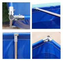 Pool Above Ground, Canvas Fish Pond Pool with Metal Bracket Round Large Fold Aquarium Children's Pool Fish Tank for Koi Culture Agricultural Irrigation (Color : Blue, Size : 1x2x0.8m)