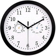 RJYYYDS Classic 12 Inch Outdoor Garden Wall Clock Weatherproof Metal Wall Clock with Thermometer and Hygrometer Quiet Battery-Operated Metal Clock for Garden Fen, Terra, Pool and Home Beau