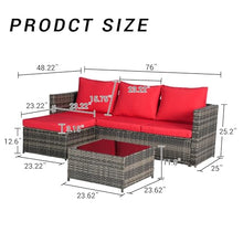 Finca ancha 3-Piece Patio Furniture Set with Small Outdoor Table, Patio Bar Set w/Sillas para Balcon, Sillas para Patio Exterior, Handwoven All-Weather Wicker, Large Cushions, Breathable Fabric (Red)
