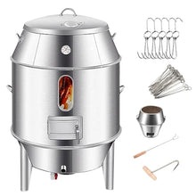 Smokers Barrel Grill Made of Stainless Steel with Thermometer and Middle Door for Travel Camping Picnic Patio Backyard 360° Circular Hanging Oven Portable Charcoal BBQ