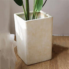 ZOCWJK Planter Pots Plant Pots Straight Rectangular Pure White Large Faux Cement High Models Floor Flower Pots Simple Bottom with Drainage Holes Planters Flower Plant Pot,Medium