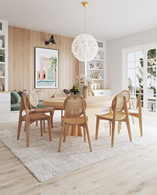 Manhattan Comfort Versailles Rattan Dining Chair, Wicker Round Backrest with Solid Ash Wood Frame, Mid Century Modern Fully Assembled Chairs, Set of 4, Natural