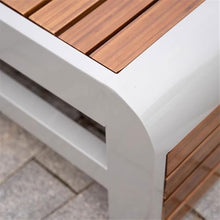 GRFIT Outdoor Steel Bench for Outdoor Garden, Backless, Bamboo Wood Chair Surface, for Balcony, Terrace, Leisure Chair Garden Bench (Large)