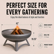 Ohio Flame Liberty 42” Wood Burning Fire Pit Carbon Steel with Hollow Base