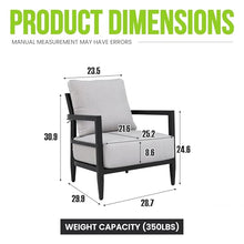 Modern Outdoor Fully Weld Lounge Chair–Premium Aluminum Frame in Ember Black,Ergonomic Backrest,Post Tapered Legs & Sunbrella Cast Silver Cushion, Weather-Resistant & Durable Patio Lounge Chair