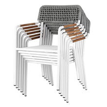 Benzara Shia 22 Inch 4 Side Chair and 2 Armchair Set White and Gray