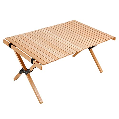 AFPSDLFJDLS Outdoor Egg Roll Table Portable Folding Camping Home Self Driving Tour Solid Wood Barbecue Picnic