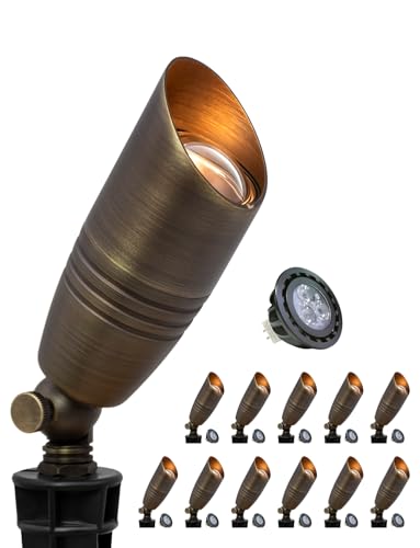 MALORY Solid Brass Landscape Spotlight 12-Pack with 5W MR16 Bulb(S02)