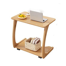 NRFJFOP Rubber Solid Wood Sofa Side Table Removable C-Shaped Bedside Living Room with Wheels Small Coffee