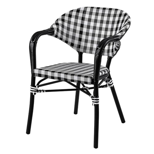 Furniture of America Tidez French Aluminum Patio Arm Chair in Black (Set of 4)