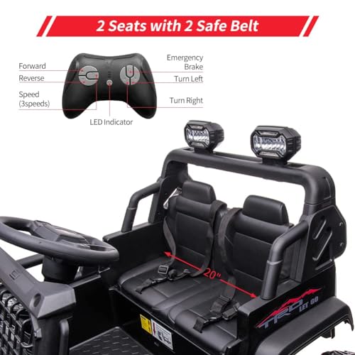 Nasitip 24V Kids 2-Seater Electric Car with Remote, Black