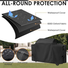 68-inch Outdoor BBQ Cover, Waterproof, Dustproof, UV Resistant, 600D Oxford Cloth, with Webbing, Handles, and Buckles,Black,68 * 28 * 45.7inch