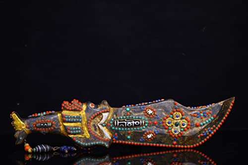 Generic 17" Tibetan Temple Meteorite Mosaic Gem Dzi Beads Sword Amulet