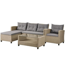 YWMLFZ Outdoor, Patio Furniture Sets, 4 Piece Conversation Wicker Ratten Sectional Sofa with Seat Cushions