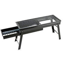 zxb-shop BBQ grill Portable Charcoal Grill Black Metal Foldable BBQ Grills Outdoor Cooking Charcoal Barbeque for Picnic, Camping, Patio Backyard Cooking - 23.62×8.66×12.99 inch Camping Grill