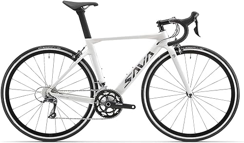 SAVADECK Carbon Road Bike with Shimano SORA R3000 18 Speed Derailleur System White