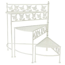 RWGOVLU 3 Tier Three-Turn Iron Art Folding Fan-Shaped Steps Flower Stand Balcony, Living Room Garden Iron Flower Stand