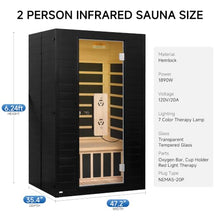 RESTISLAND Infrared Sauna, 2 Person Home Sauna with Red Light Therapy Black