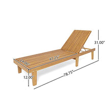 Christopher Knight Home Nadine Set of 2 Outdoor Patio Wood Adjustable Chaise Lounges, Acacia Wood Poolside Sun Lounger Set, Wooden Lounge Chair Outdoor, Teak