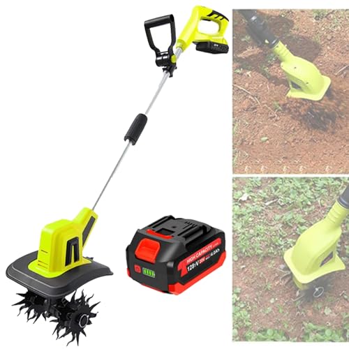 Electric Tiller 20V – Garden Soil Cultivator/Rotavator – 10.5cm/25cm Working Width, 25cm/22cm Tilling Depth, 2/4 Steel Blades, for Gardens, Vegetable Patches