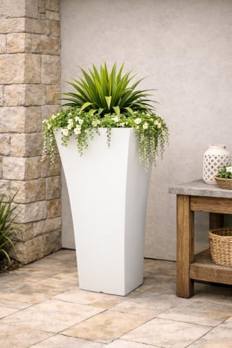 Jackson Pottery 22 in. Tall Flaired Square Planter - White