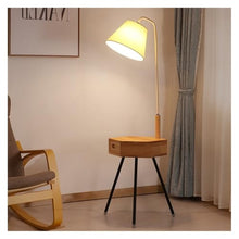 LUYOUBOZHU Floor Lamp 3-Tone LED End Table Lamp with Drawer, Nightstand for Bedroom Living Room(Natural)