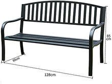 UYCVT Garden Benches, Park Bench Patio Garden Bench Backyard Benches, Outdoor Park Bench Lounge Chair, Cast Iron Steel Frame Metal Garden Back Seat, Outdoor Wrought Iron Patio BenchE-with Cushion