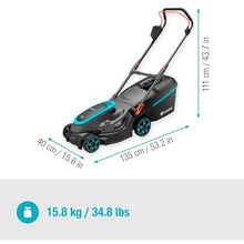 Gardena Ready-To-Use PowerMax 37/36V P4A Battery Powered Lawn Mower: Up to 350 m², Cutting Width 37 cm, Capacity 45 L, Central Adjustable Cutting Height, PowerPlus Eco-Modus Engine (14638-20)